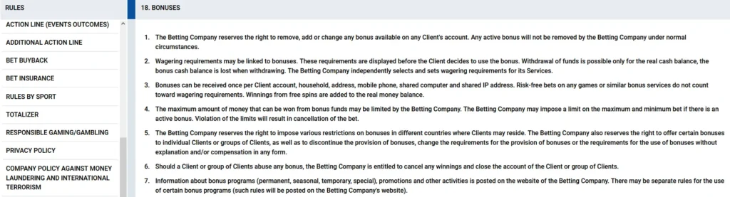 Bonuses Rules Bonuses Rules