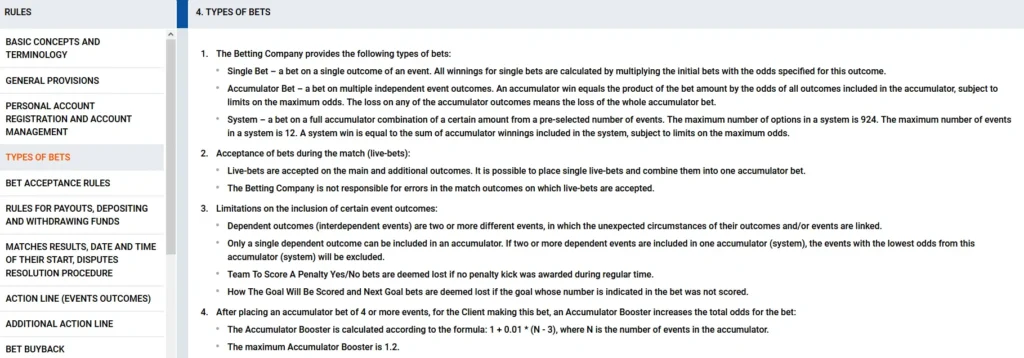 TYPES OF BETS TYPES OF BETS